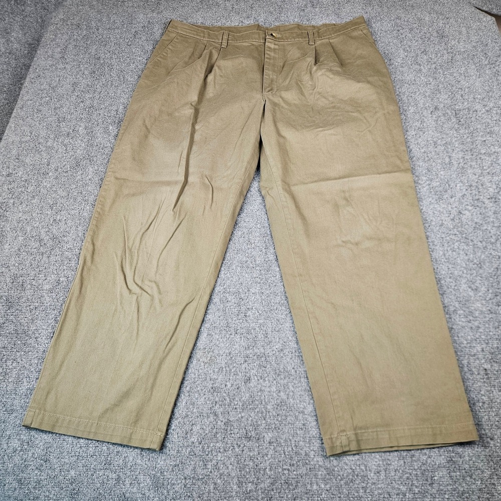 Dockers Mens 42x30 Pleated Front Chinos Olive Khaki Cotton Twill Pants 69710SB